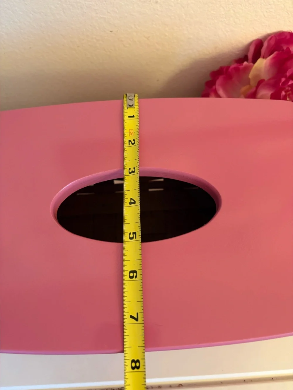 Vintage Longaberger Large Tissue Basket with Wood Lid, Painted Pink Gloss